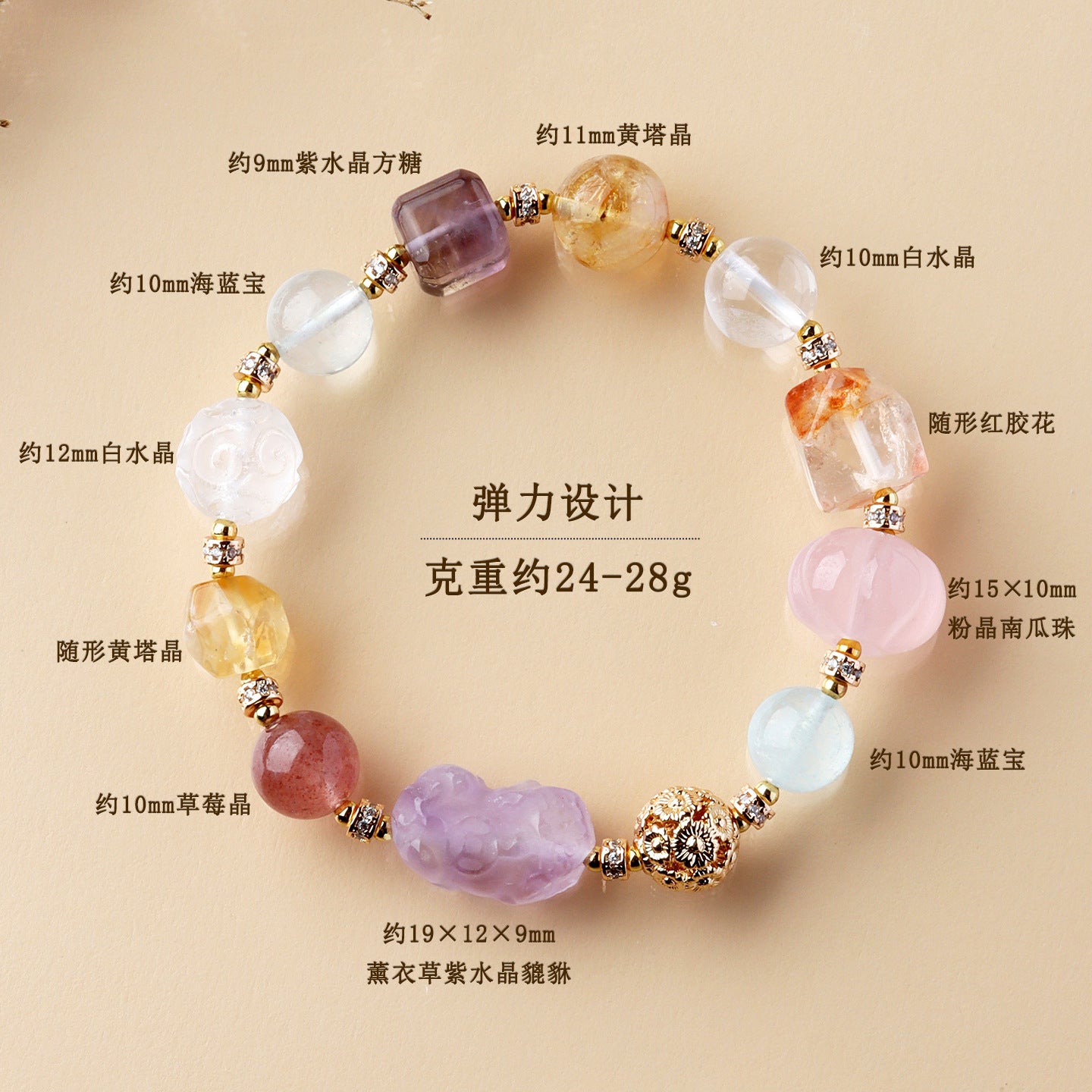 Lavender Amethyst Pixiu Crystal Bracelet | Wealth Attraction & Spiritual Protection