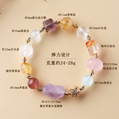 Lavender Amethyst Pixiu Crystal Bracelet | Wealth Attraction & Spiritual Protection