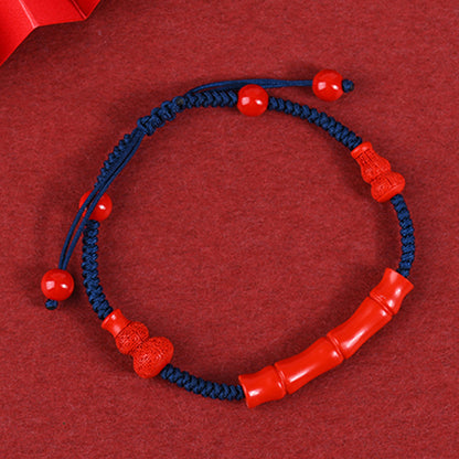 Imperial Red Sand Ascension Hand-Woven Bracelet | Natural Crystal DIY Vintage Rope for Fortune