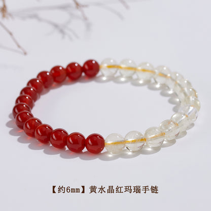 Natural Yellow Crystal Red Agate Bracelet - Lucky Fortune Bead Unisex Couple Chain