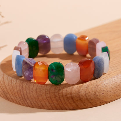Natural Crystal Multi-Gemstone Bracelet | Elegant Candy Colors for Women's Luck & Harmony