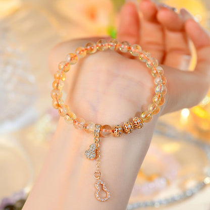 Natural Yellow Pagoda Crystal Fortune Bracelet | Wealth & Luck Charm for Women