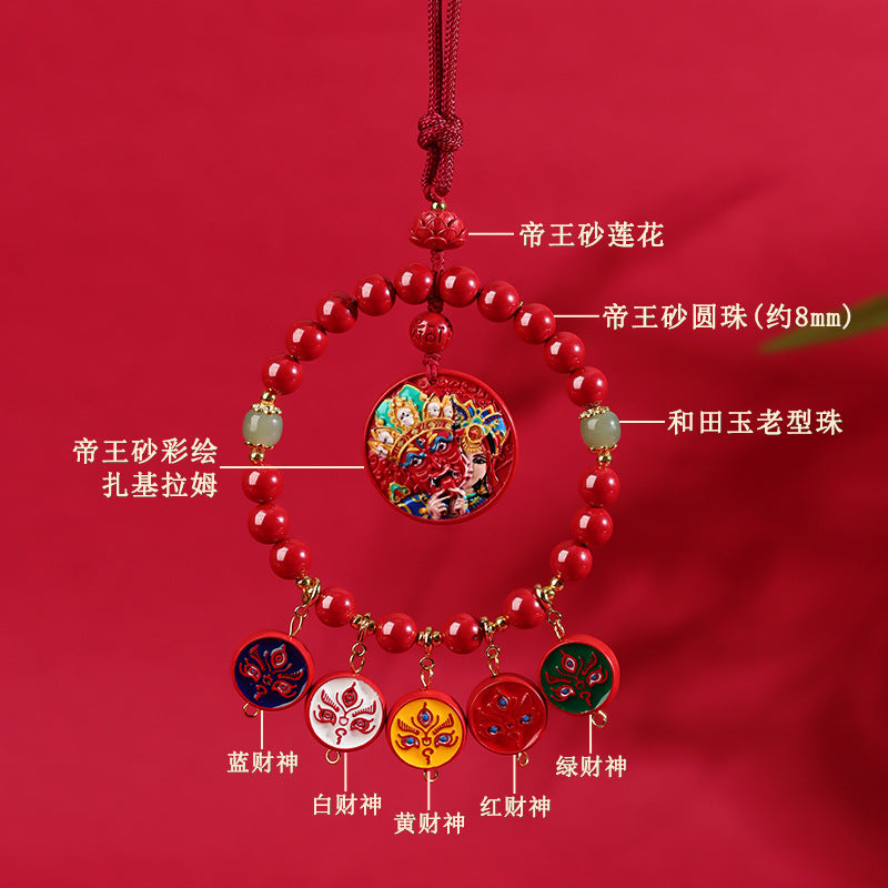 Imperial Red Cinnabar Five Directions God of Wealth Car Hanging for Prosperity and Safe Travels