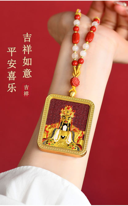 Purple Gold Sand Cinnabar Dragon Thangka Pendant - Tibetan Spiritual Necklace for Protection