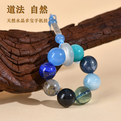 Natural Crystal Five Elements Phone Chain Pendant - Balance Energy & Attract Blessings