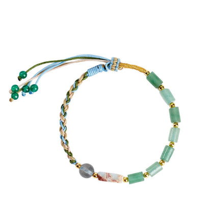 Natural Green Dongling Jade Handwoven Bracelet | Chinese Style Spiritual Protection Jewelry