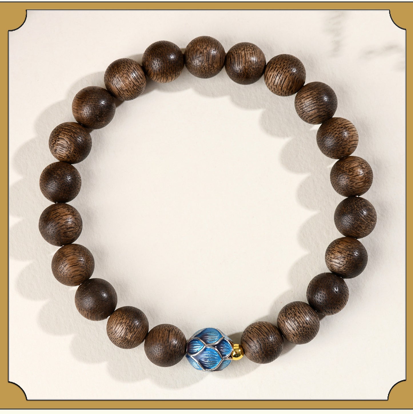 Agarwood Meditation Cloisonné Lotus Bracelet | Spiritual Protection & Zen Energy for Couples