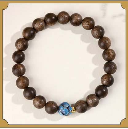 Agarwood Meditation Cloisonné Lotus Bracelet | Spiritual Protection & Zen Energy for Couples