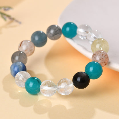 Natural Crystal Duobao Bracelet with White Crystal and Amazonite - Unisex Spiritual Energy Accessory
