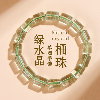 Natural Green Crystal Barrel Bead Bracelet | Elegant Charm for Women's Luck & Style