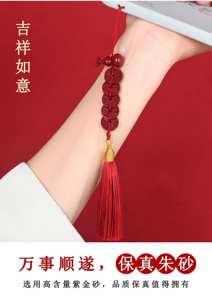 Natural Purple Gold Cinnabar Lotus Keychain - Step by Step Lotus Car Pendant for Protection & Wealth