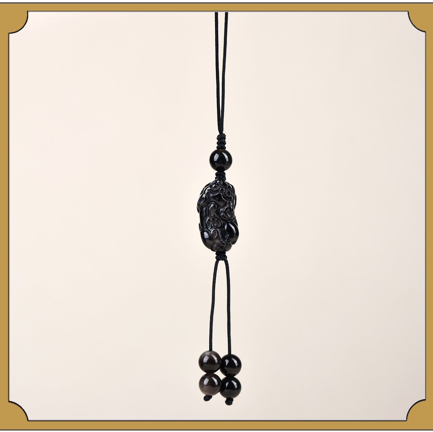 Natural Silver Obsidian Pixiu Phone Chain - Handmade Wealth Attraction Pendant