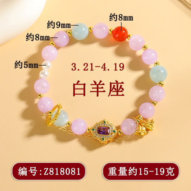 Natural Crystal Zodiac Bracelet - Mystical Astrological Jewelry for Women's Empowerment