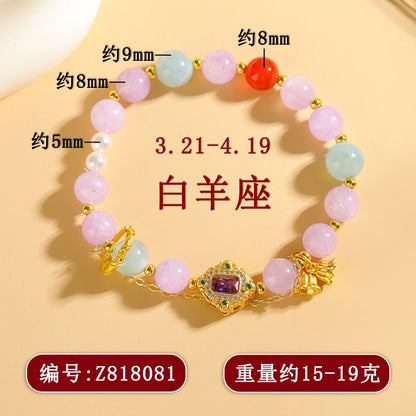 Natural Crystal Zodiac Bracelet - Mystical Astrological Jewelry for Women's Empowerment