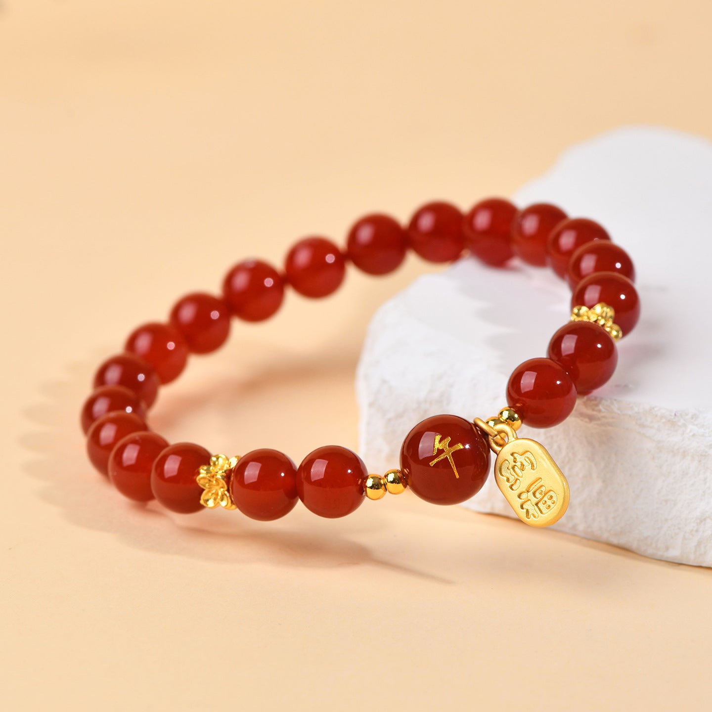Natural Red Agate Zodiac Bracelet - Chinese Style Protection & Luck Charm for Women