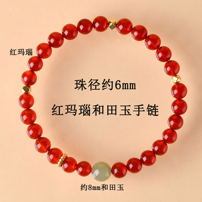 Natural Red Agate Zodiac Fortune Bracelet for Women - Lucky Stone Spiritual Enhancer