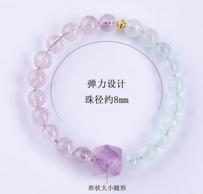 Natural Lavender Amethyst and Aquamarine Faceted Bracelet | Half Blue Half Purple Spiritual Jewelry