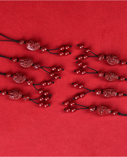 Natural Purple Gold Cinnabar Zodiac Buddha Phone Chain - Divine Protection & Fortune Attraction