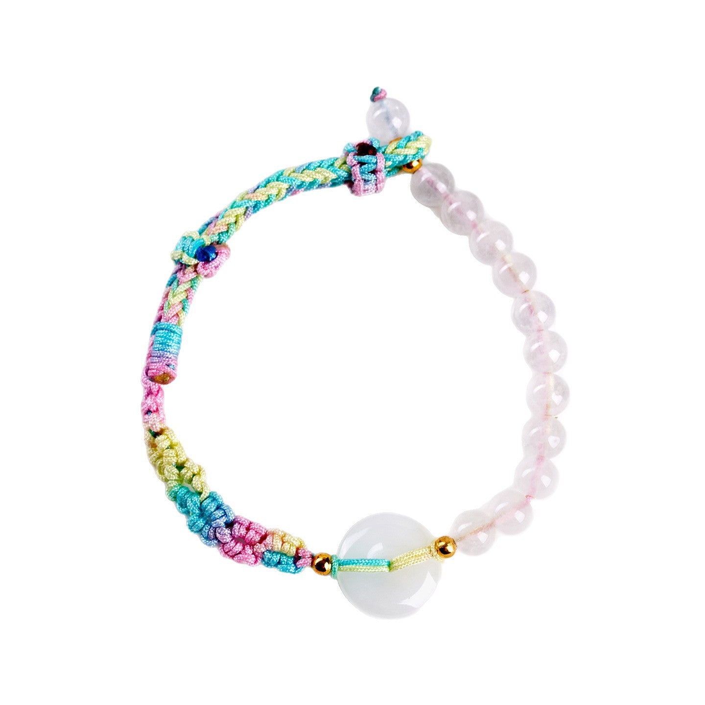 White Chalcedony Peace Bracelet | Handwoven Cord for Serenity & Harmony