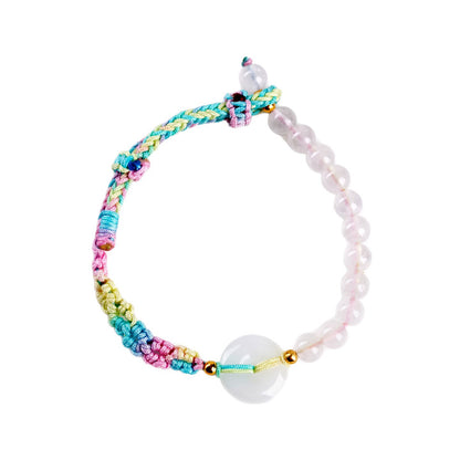 White Chalcedony Peace Bracelet | Handwoven Cord for Serenity & Harmony