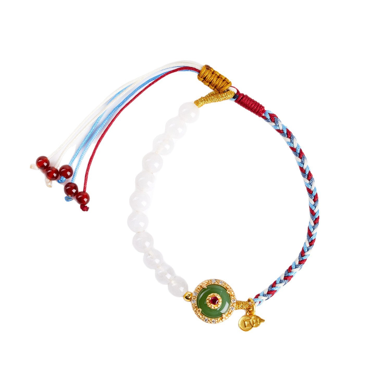 Natural White Chalcedony Handmade Braided Bracelet | Chinese Cultural Spiritual Jewelry