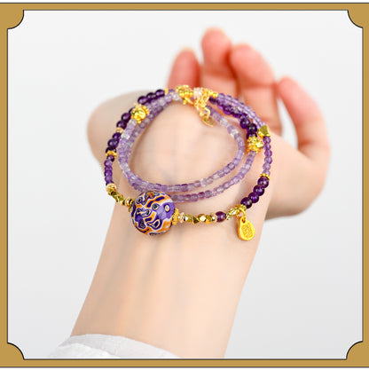 Natural Lacquer Five Elements Crystal Multi-Circle Bracelet & Necklace | Spiritual Balance Energy