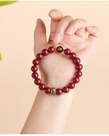 Purple Gold Cinnabar Six-Word Mantra Zodiac Bracelet - Spiritual Protection for Men & Women