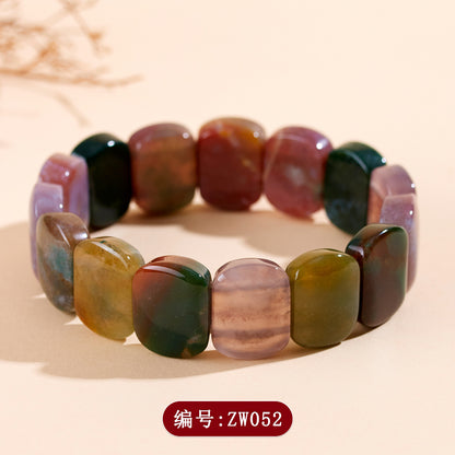 Natural Ocean Chalcedony Crystal Bracelet – Elegant Women's Accessory for Peace and Prosperity