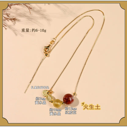 Natural Crystal Five Elements Collarbone Necklace | Balance Harmony & Wealth for Women