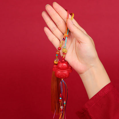 Natural Crystal Lucky Cat Car Charm | Wealth & Protection Talisman for Safe Journeys