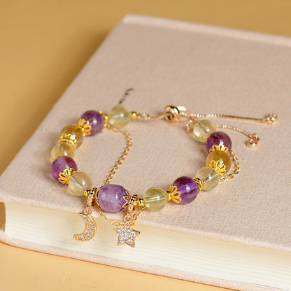 Taurus Constellation Natural Amethyst Citrine Bracelet - Women's Spiritual Jewelry for Wealth & Stability