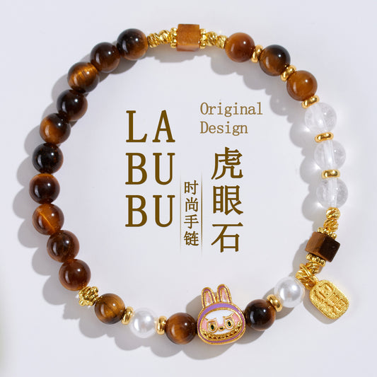 Natural Tiger Eye Stone White Crystal Elf Bracelet｜Protection Luck Charm Women's Fashion