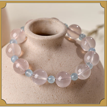 Natural Starlight Pink Aquamarine Bracelet | Love Harmony Crystal Jewelry for Women