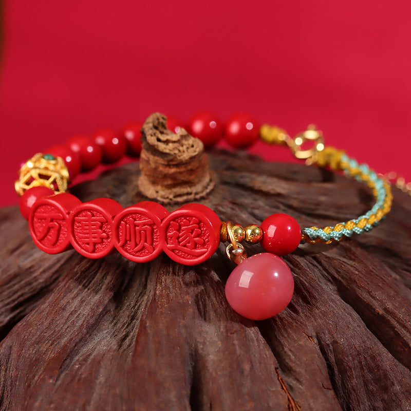 Natural Imperial Sand Success Bracelet - Hand-woven Raw Mineral for Prosperity & Protection