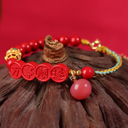Natural Imperial Sand Success Bracelet - Hand-woven Raw Mineral for Prosperity & Protection