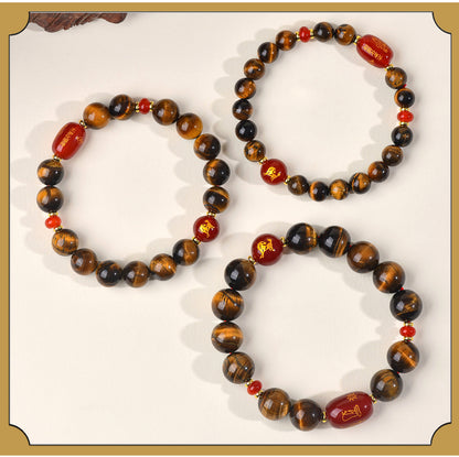 Natural Yellow Tiger Eye Tai Sui Bracelet - Zodiac Year Wealth Protection Unisex Design