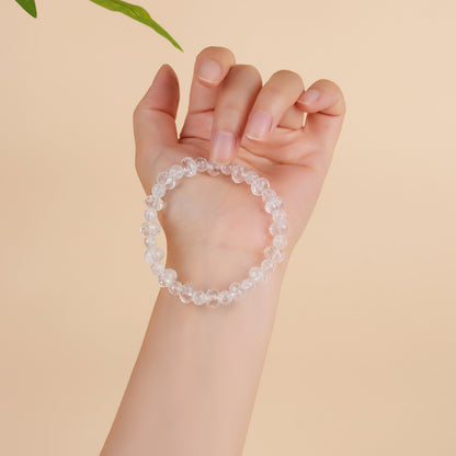 Natural Faceted White Crystal Bracelet | Ice Clear Spiritual Women's Jewelry