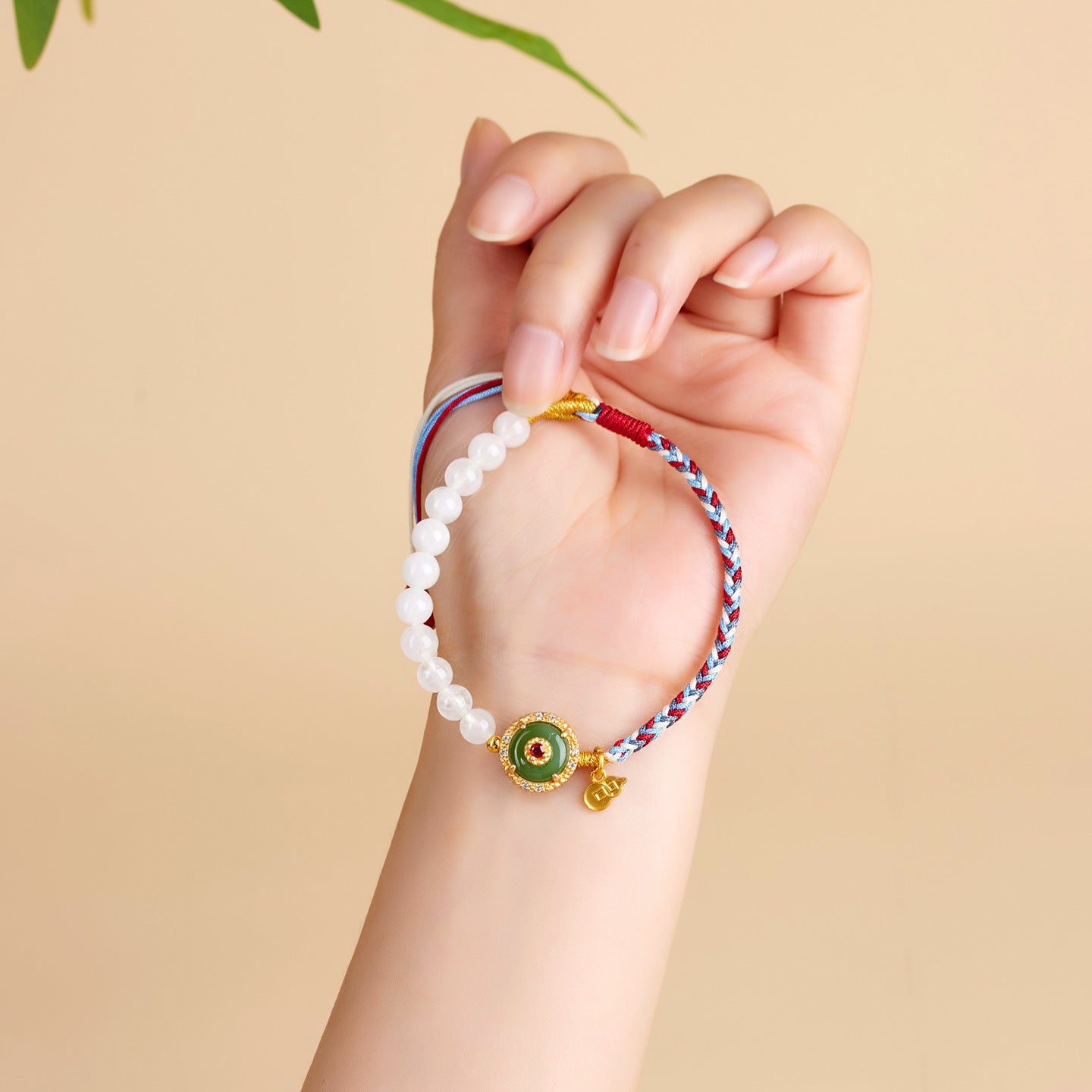 Natural White Chalcedony Handmade Braided Bracelet | Chinese Cultural Spiritual Jewelry