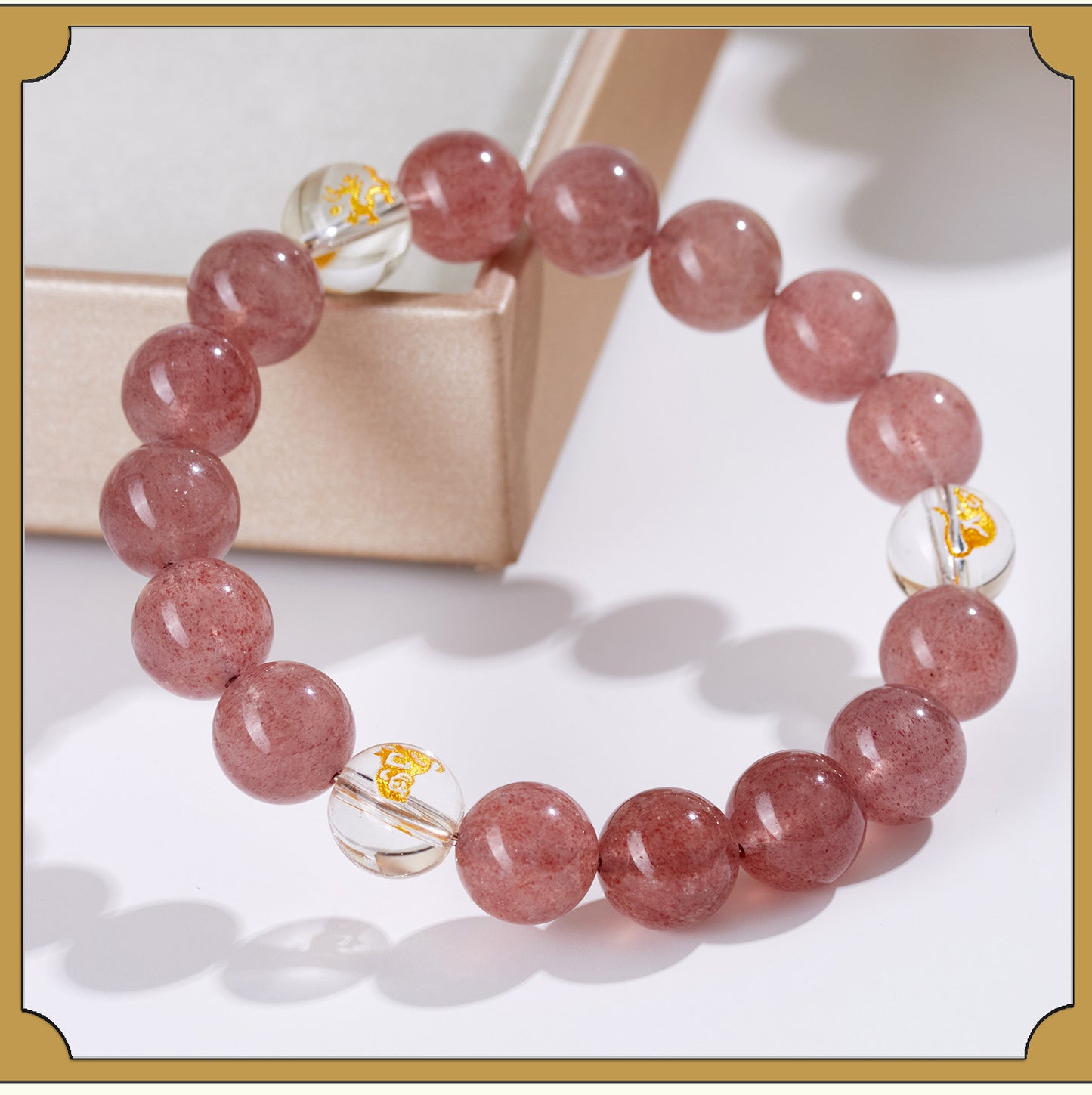 Strawberry Crystal Three-in-One Zodiac Bracelet | Spiritual Harmony & Good Fortune for Women