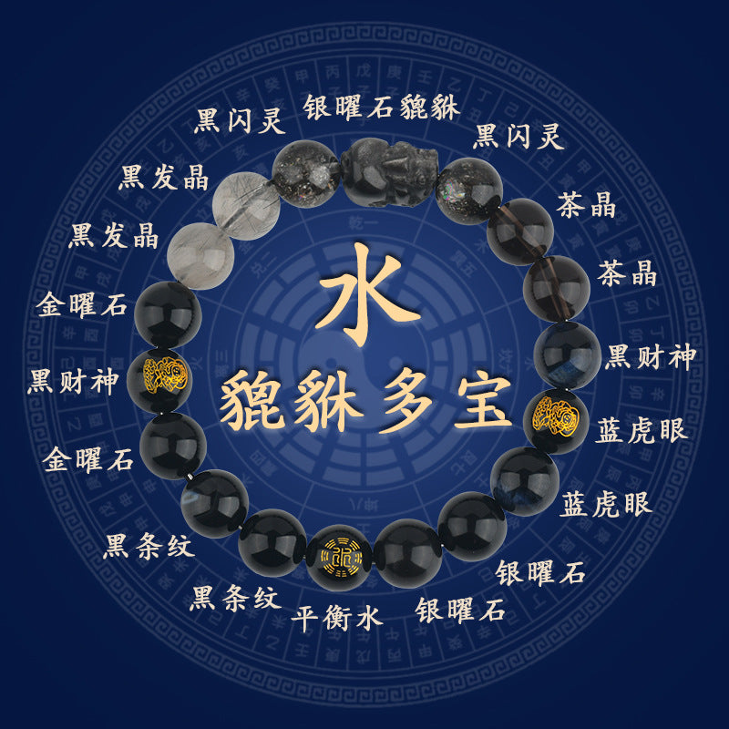 Five Elements Pixiu Wealth Crystal Bracelet | Natural Stone for Couples Balance & Prosperity