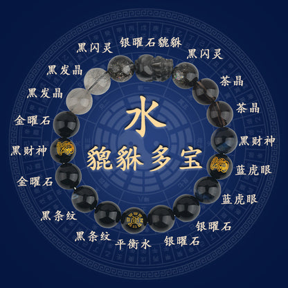 Five Elements Pixiu Wealth Crystal Bracelet | Natural Stone for Couples Balance & Prosperity