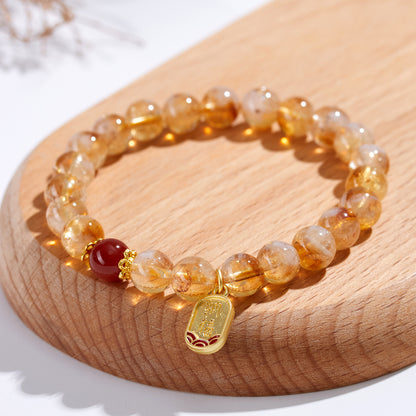 Yellow Pagoda Crystal Bracelet | Natural Stone Chinese Style Women's Luck Charm