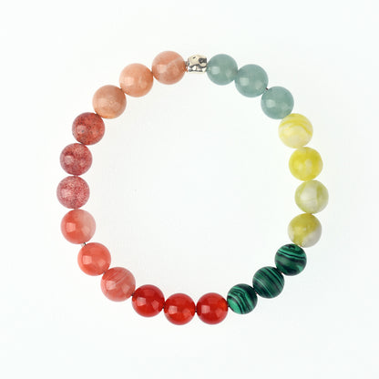 Natural Multi-Gemstone Crystal Five Elements Balance Bracelet for Men and Women