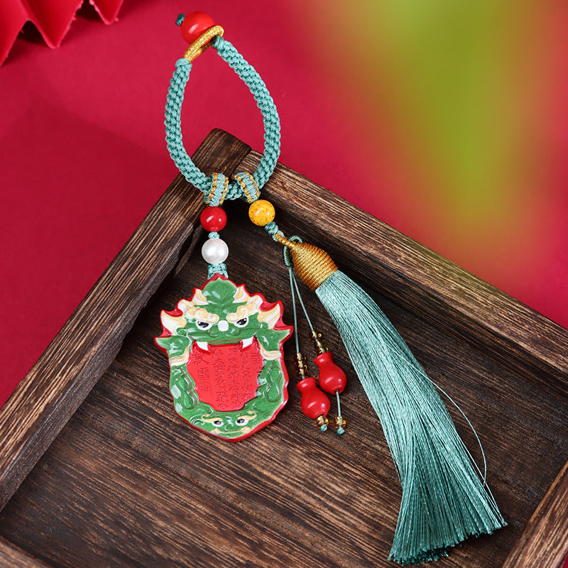 Natural High Content Cinnabar Mountain Ghost Flower Keychain - Spiritual Protection Charm