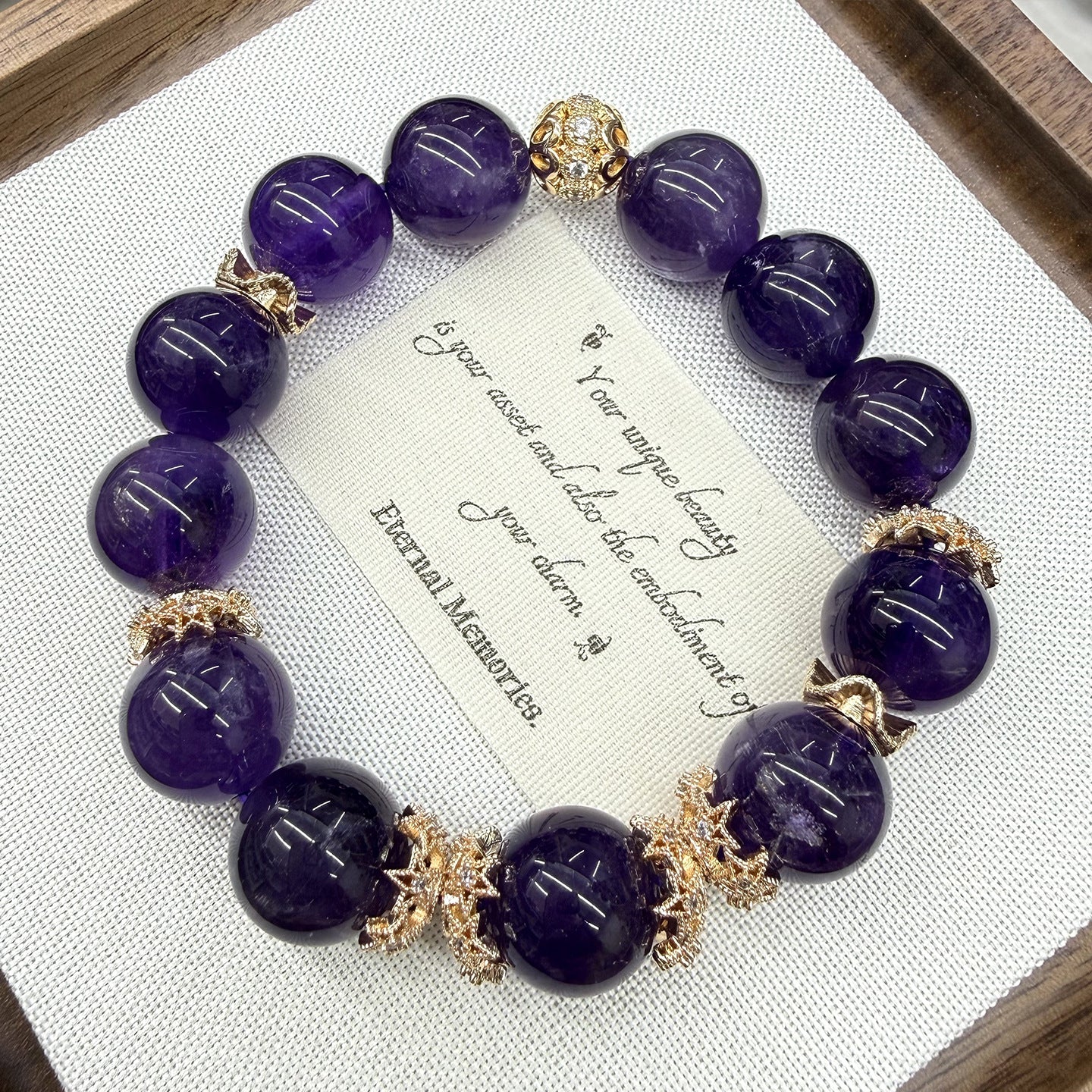 Natural Uruguay Amethyst Large Bead Single Circle Bracelet for Elegant Women