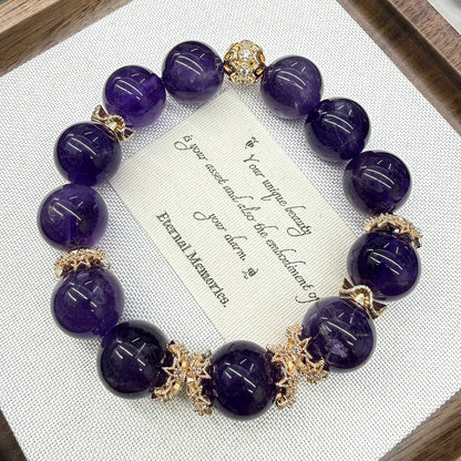 Natural Uruguay Amethyst Large Bead Single Circle Bracelet for Elegant Women