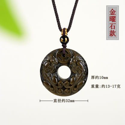 Natural Black Ice Obsidian Double Pixiu Pendant Necklace - Wealth & Protection Talisman