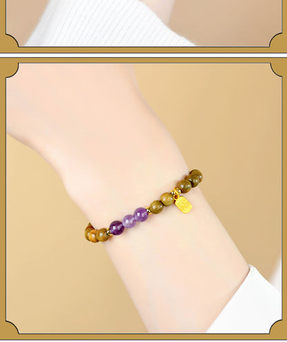 Green Sandalwood & Amethyst Multi-Loop Bracelet