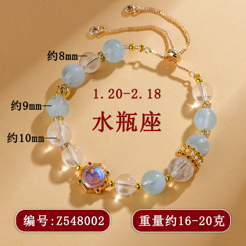 Natural Crystal Zodiac Bracelet - Mystical Energy & Fortune Enhancer for Women