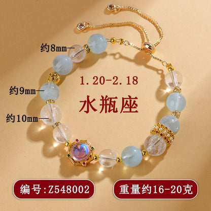 Natural Crystal Zodiac Bracelet - Mystical Energy & Fortune Enhancer for Women